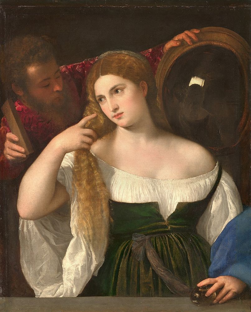 Woman with a Mirror art print by Titian for $57.95 CAD
