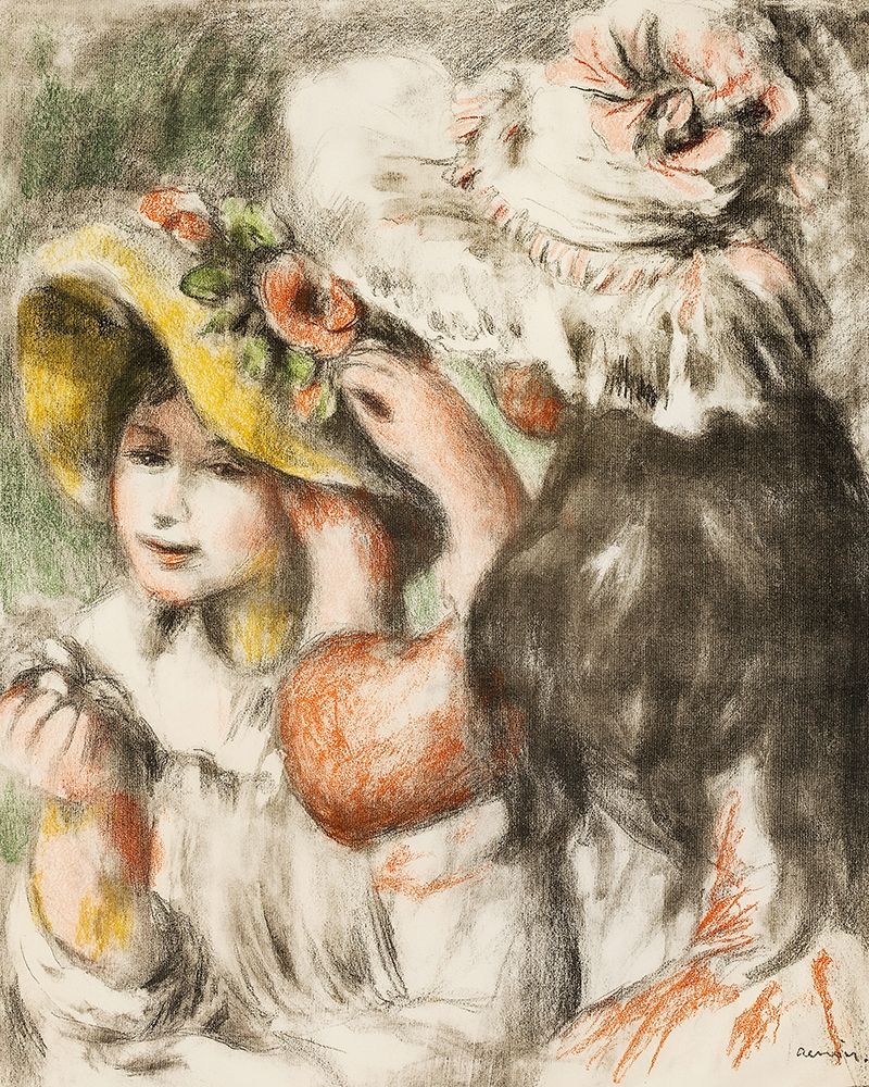 Pinning the Hat 1898 art print by Pierre-Auguste Renoir for $57.95 CAD