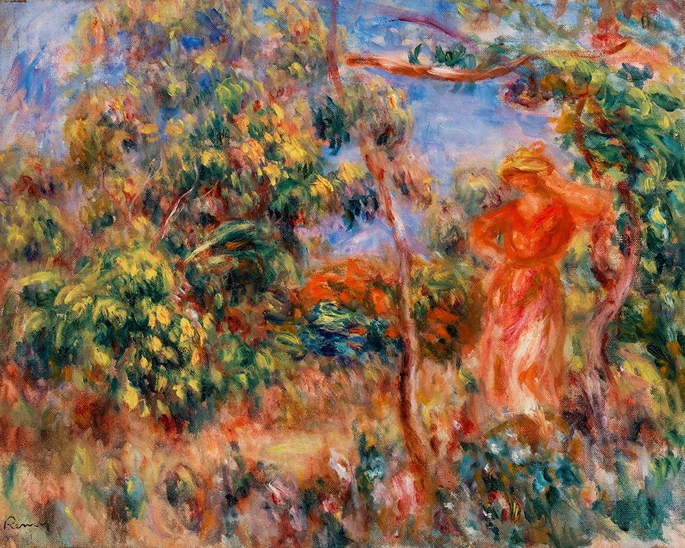 Woman in Red in a Landscape 1917 art print by Pierre-Auguste Renoir for $57.95 CAD