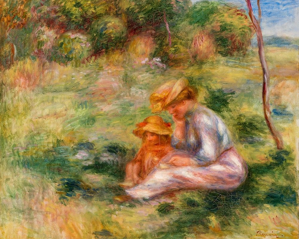 Woman and Child in the Grass 1898 art print by Pierre-Auguste Renoir for $57.95 CAD