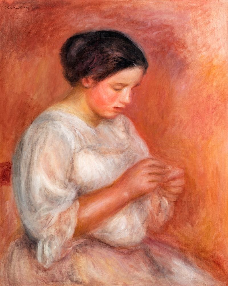 Woman Sewing 1908 art print by Pierre-Auguste Renoir for $57.95 CAD