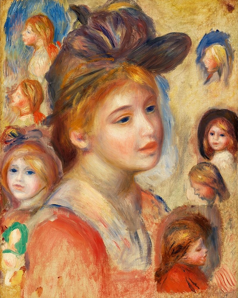 Study of Girls Heads 1893 art print by Pierre-Auguste Renoir for $57.95 CAD