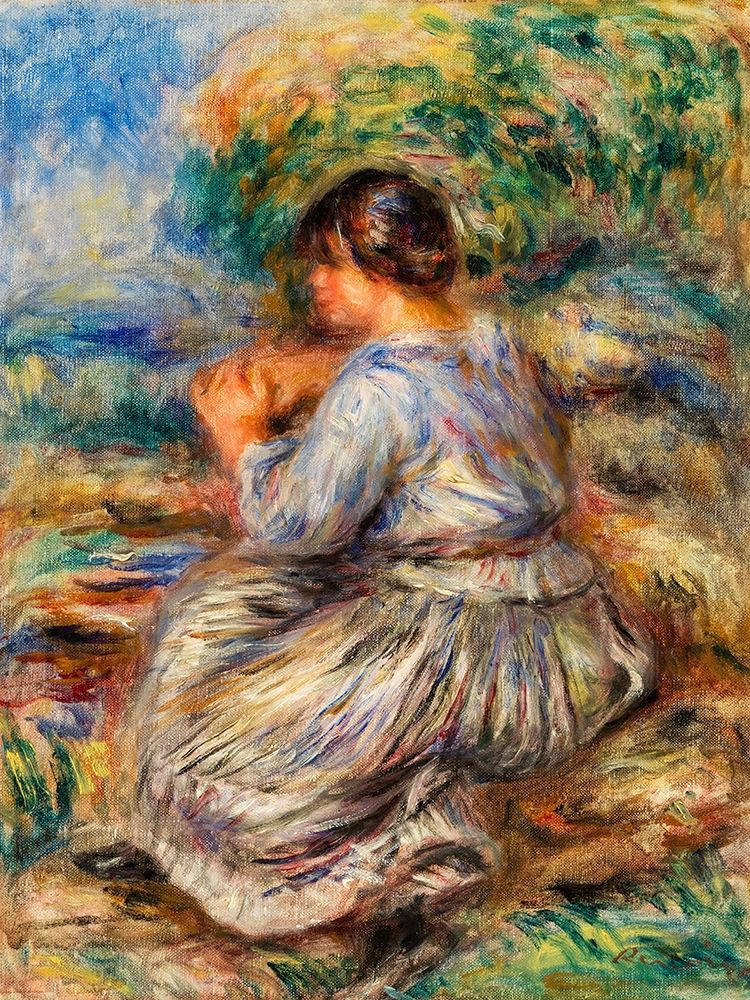 Girl Seated in a Landscape 1914 art print by Pierre-Auguste Renoir for $57.95 CAD