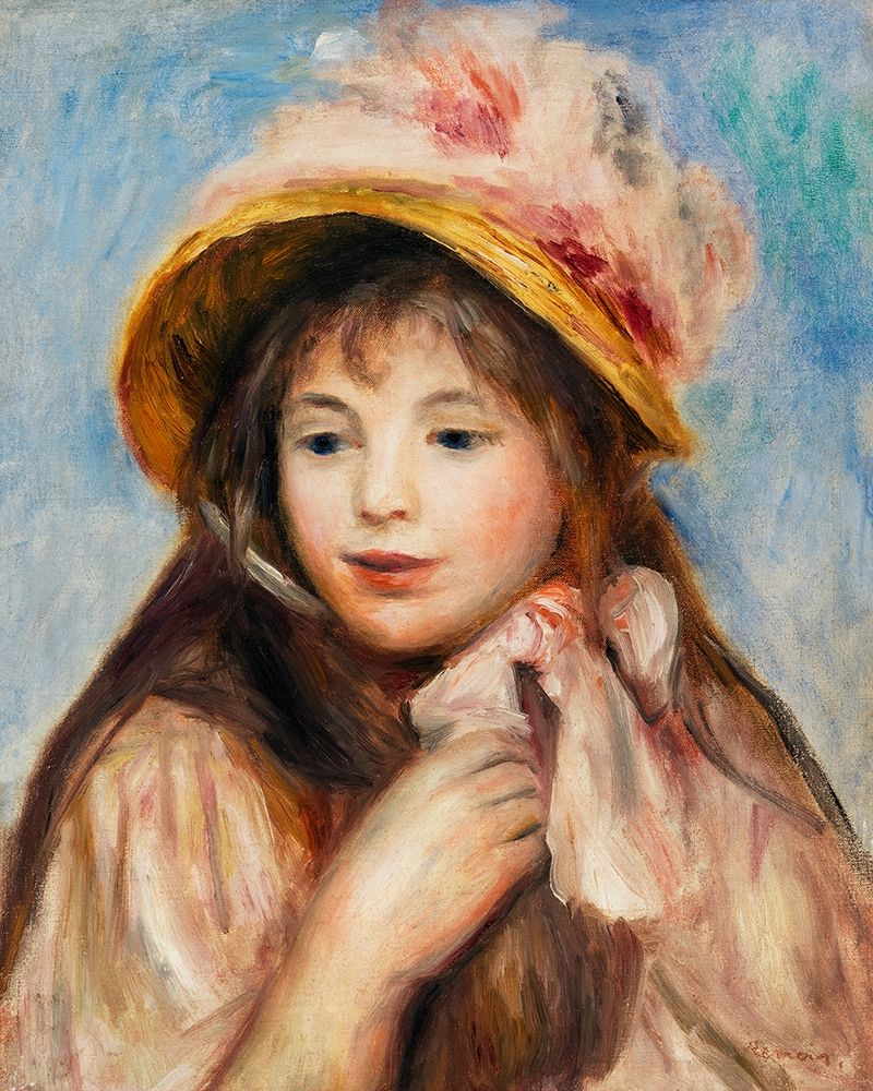 Girl with Pink Bonnet 1894 art print by Pierre-Auguste Renoir for $57.95 CAD