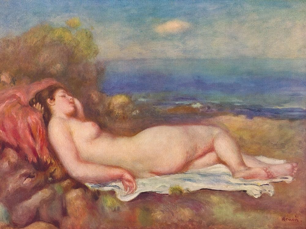 Sleeping by the sea art print by Pierre-Auguste Renoir for $57.95 CAD