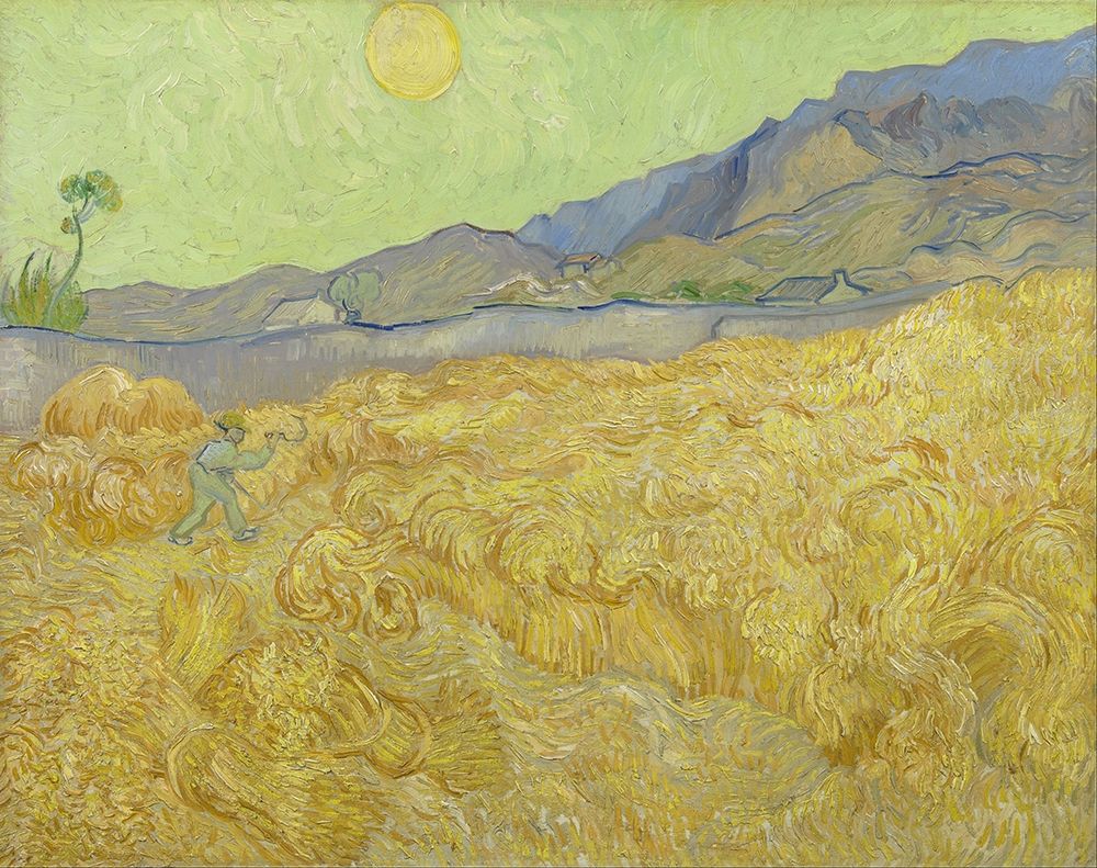 Wheatfield with a reaper art print by Vincent van Gogh for $57.95 CAD