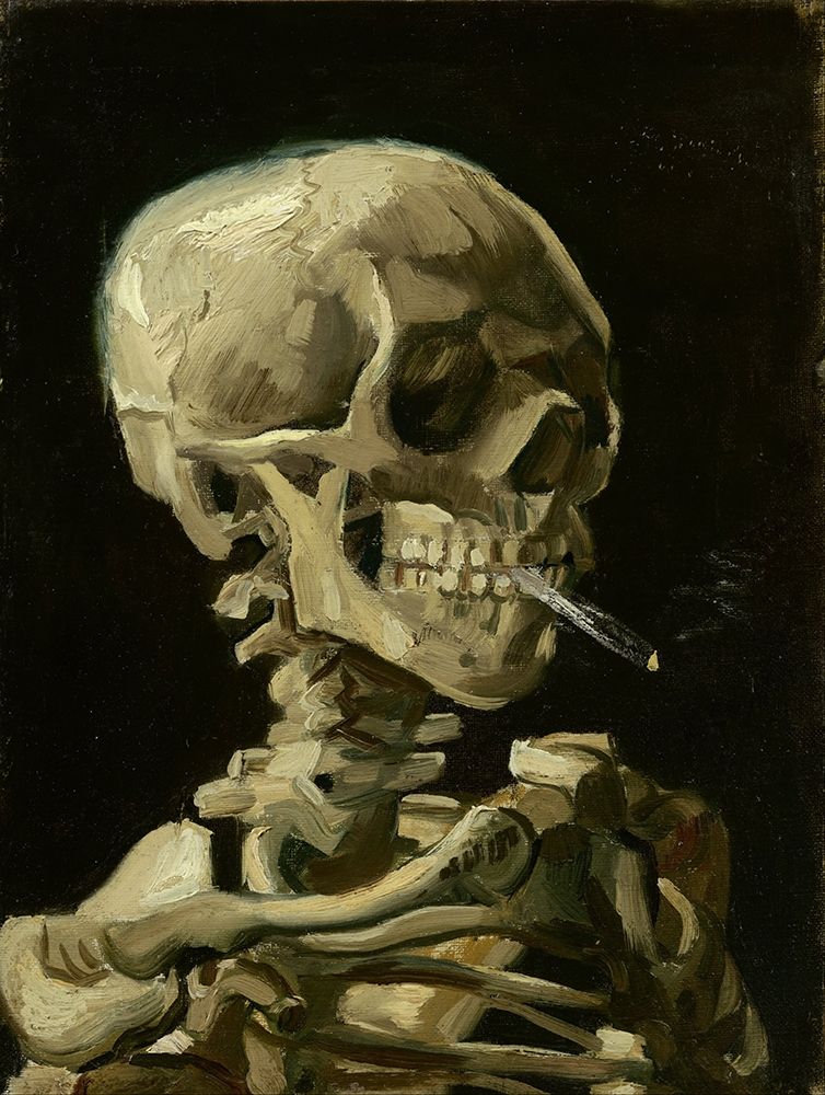 Head of a skeleton with a burning cigarette art print by Vincent van Gogh for $57.95 CAD