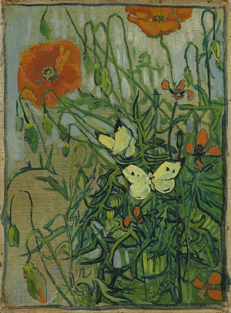 Butterflies and poppies art print by Vincent van Gogh for $57.95 CAD