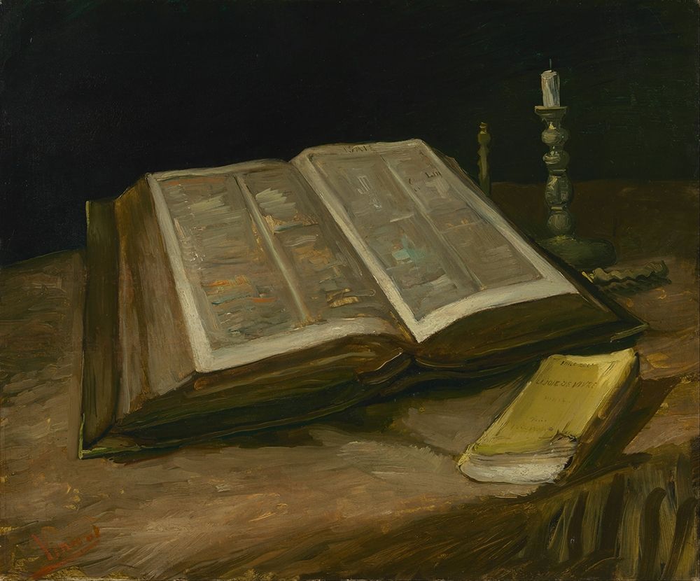 Still life with Bible art print by Vincent van Gogh for $57.95 CAD