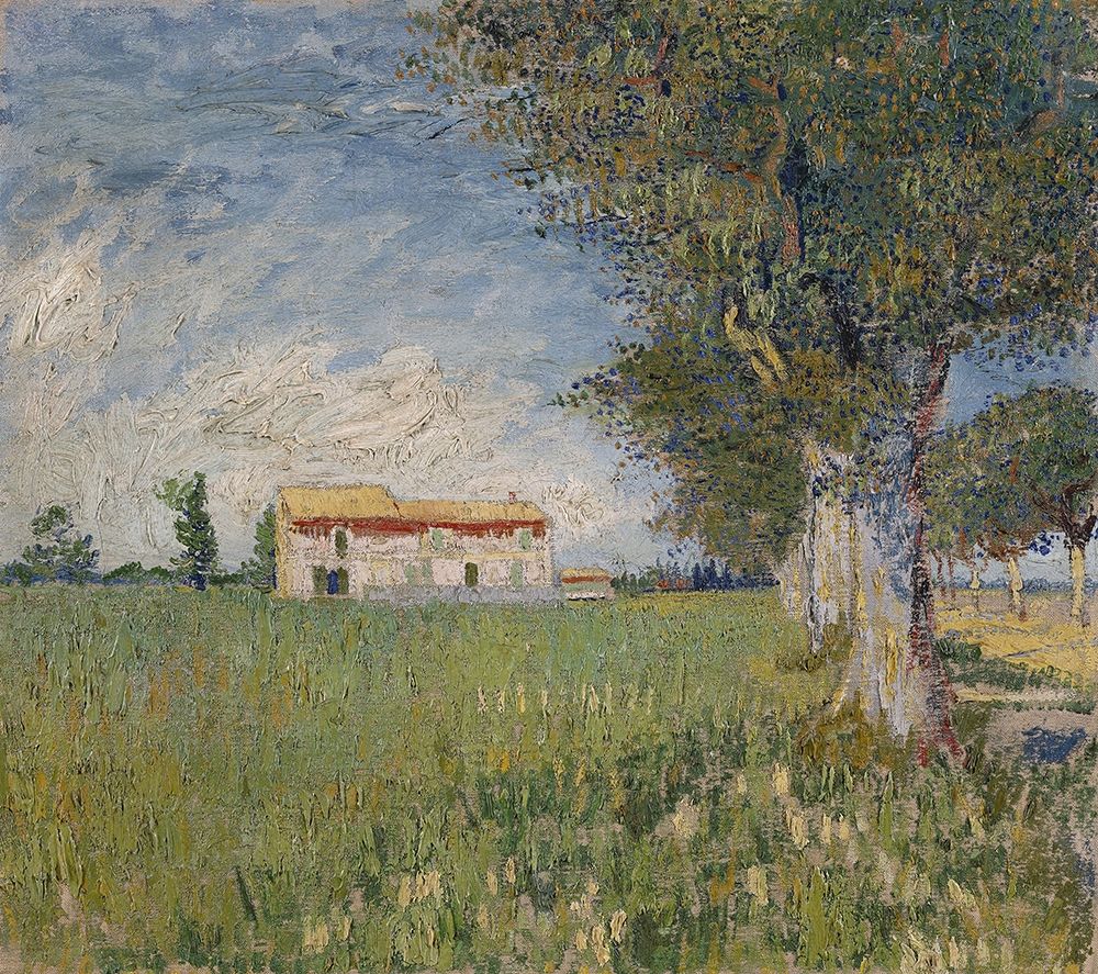 Farmhouse in a wheat field art print by Vincent van Gogh for $57.95 CAD
