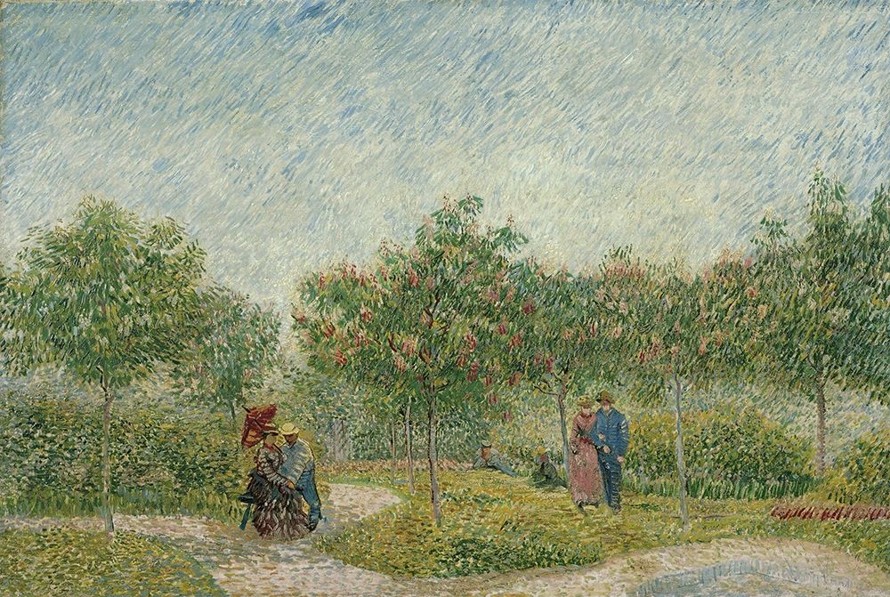 Garden in Montmarte with lovers art print by Vincent van Gogh for $57.95 CAD