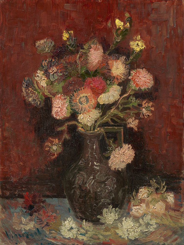 Vase with Chinese asters and gladioli art print by Vincent van Gogh for $57.95 CAD