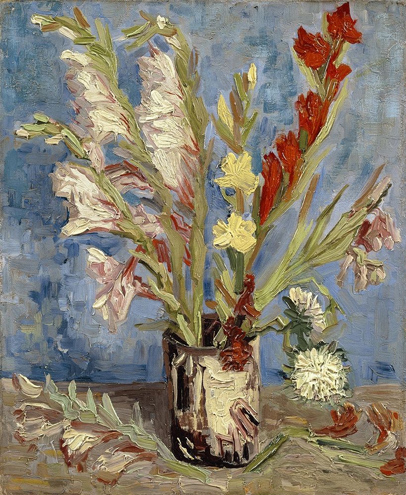 Vase with gladioli and China asters art print by Vincent van Gogh for $57.95 CAD