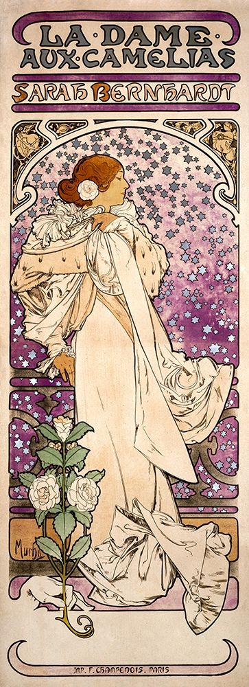 La dame-aux camelias-Sarah Bernhardt art print by Alphonse Mucha for $57.95 CAD