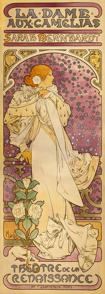 La Dame aux Camelias - Sarah Bernhardt art print by Alphonse Mucha for $57.95 CAD
