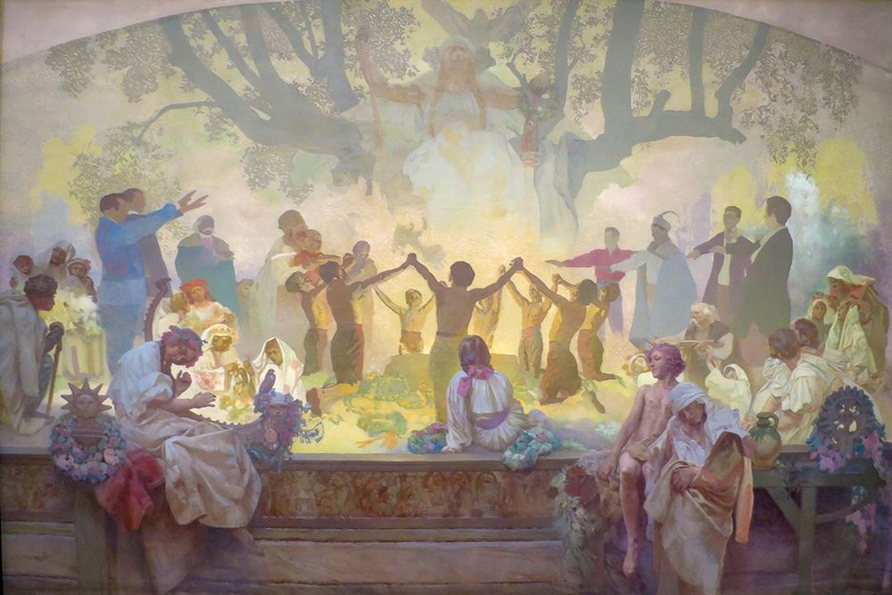 The Oath of Omladina Under the Slavic Linden Tree art print by Alphonse Mucha for $57.95 CAD