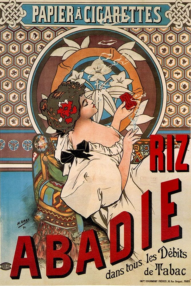 Advertising Poster Riz Abadie-Cigarette Rolling Paper art print by Alphonse Mucha for $57.95 CAD
