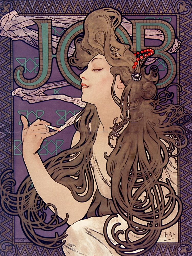 Advertisement for Job cigarettes art print by Alphonse Mucha for $57.95 CAD
