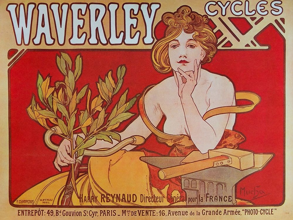 Cycles Waverley art print by Alphonse Mucha for $57.95 CAD