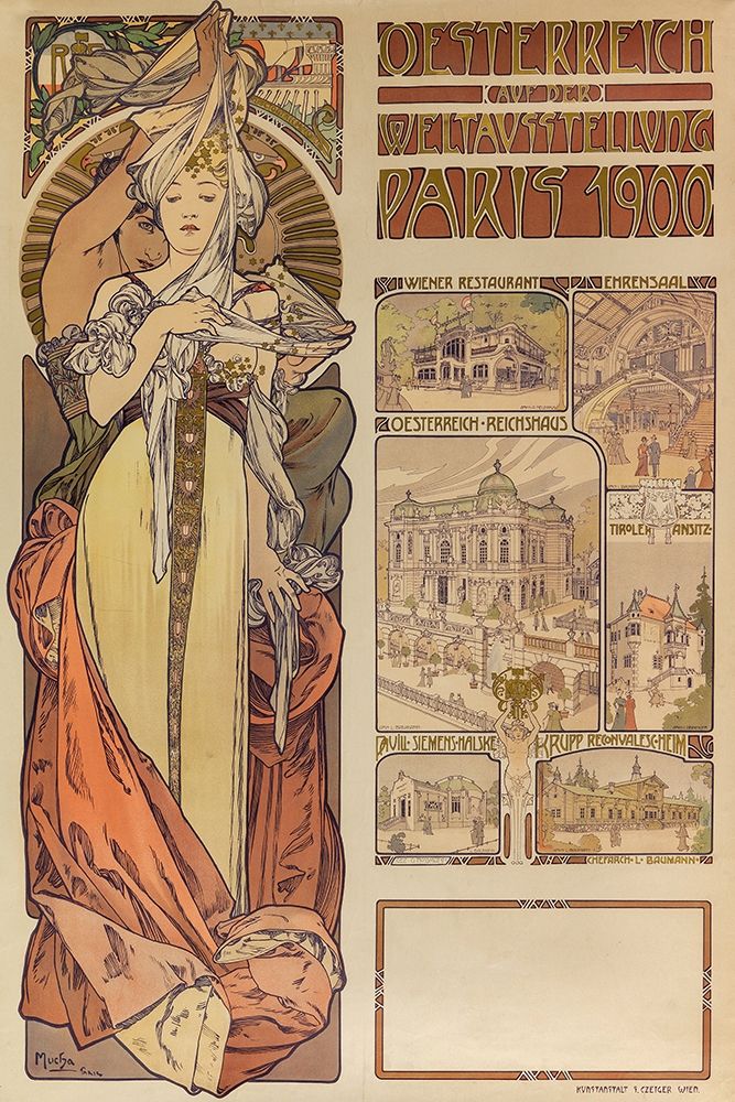 Poster Austria at the World Exhibition Paris 1900 art print by Alphonse Mucha for $57.95 CAD