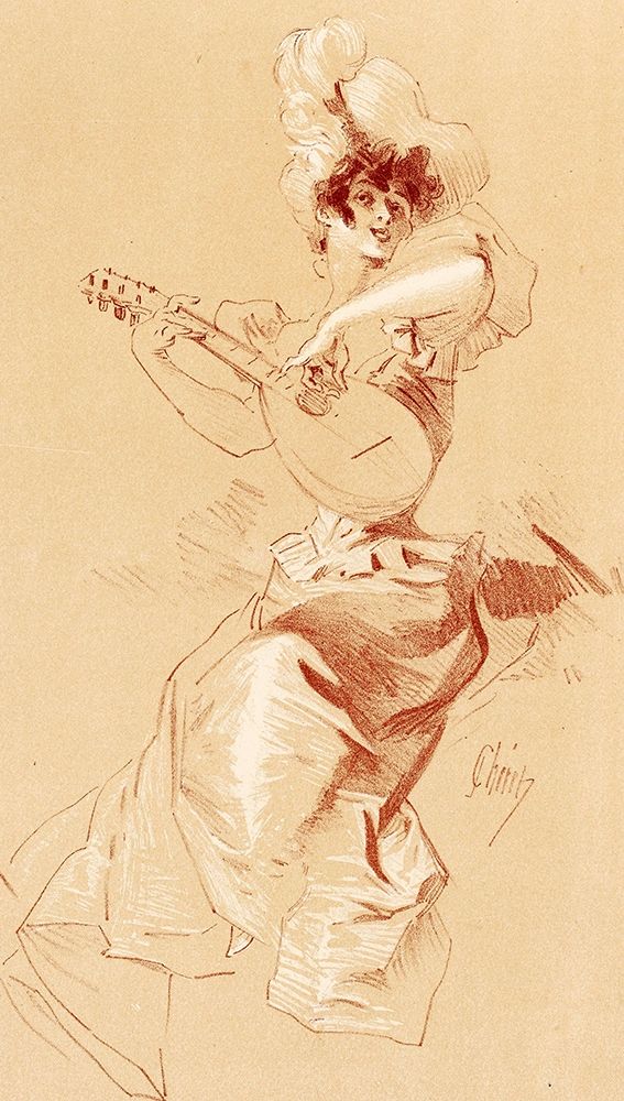Dessin originel 1895 Lady with Guitar art print by Jules Cheret for $57.95 CAD