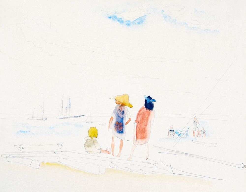 Two Women and Child on Beach art print by Charles Demuth for $57.95 CAD