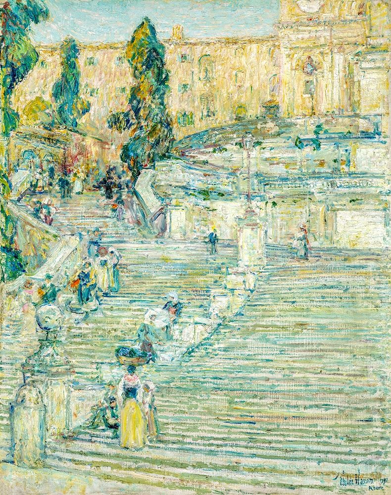 The Spanish Stairs-Rome art print by Childe Hassam for $57.95 CAD
