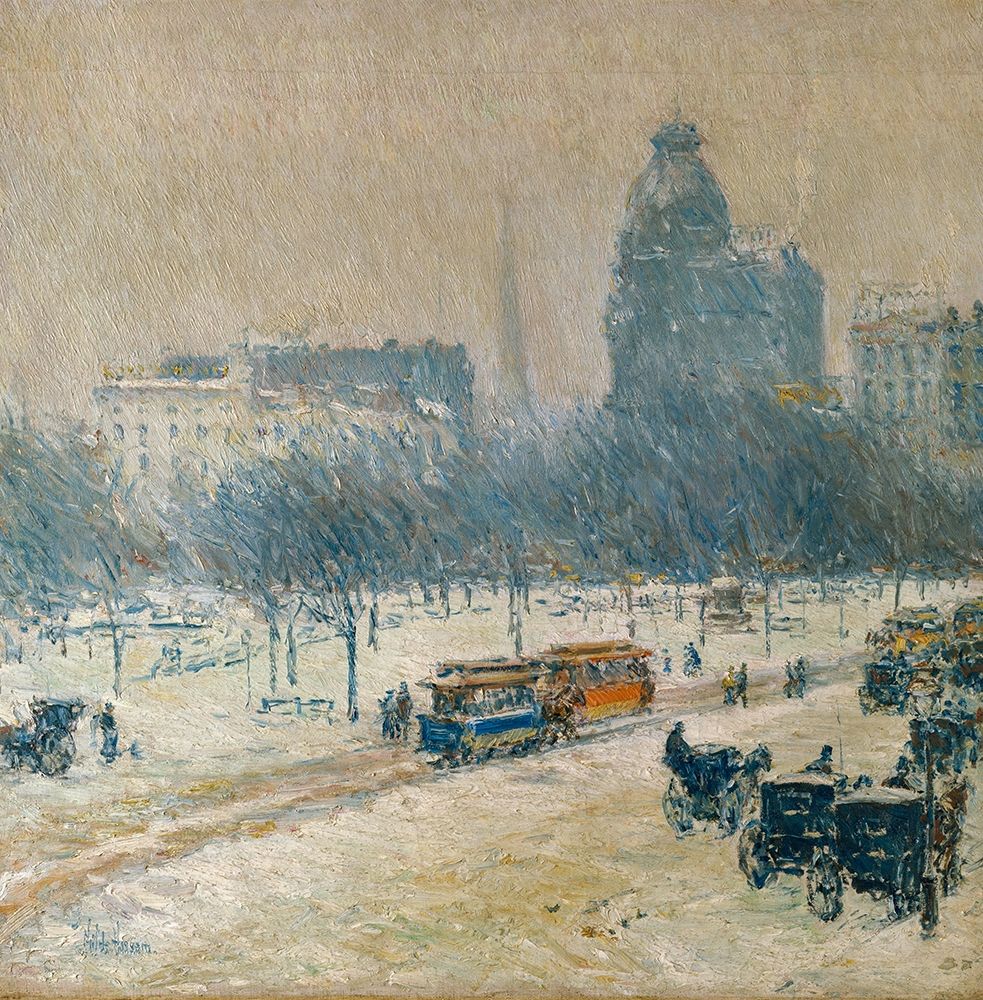 Winter in Union Square art print by Childe Hassam for $57.95 CAD