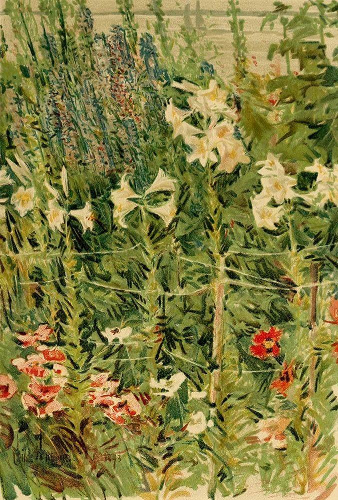 Larkspurs and Lilies art print by Childe Hassam for $57.95 CAD