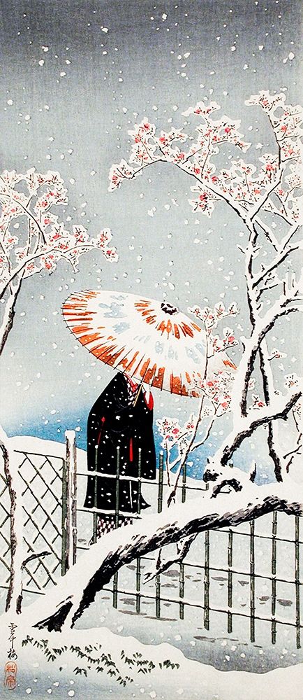 Plum Tree in Snow art print by Hiroaki Takahashi for $57.95 CAD