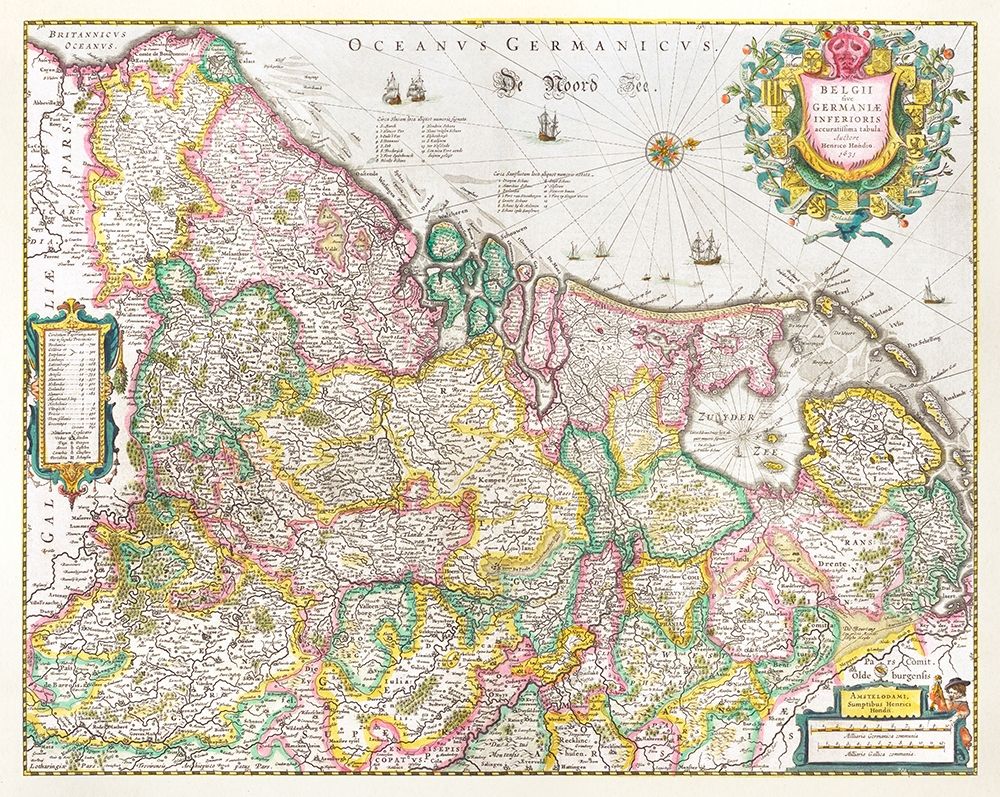 Map of the Netherlands 1631 art print by Henricus Hondius for $57.95 CAD