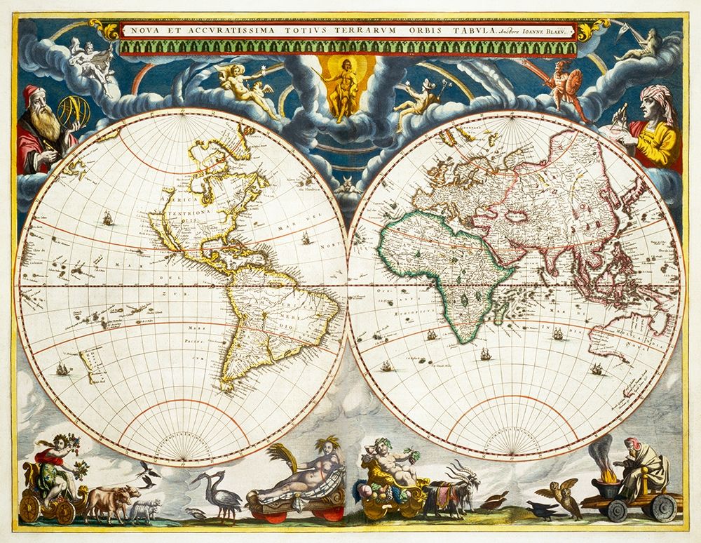 New and accurate map of the whole world art print by Joan Blaeu for $57.95 CAD