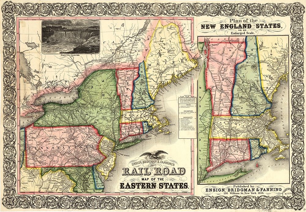 Road Map of the Eastern States 1856 art print by Vintage Maps for $57.95 CAD