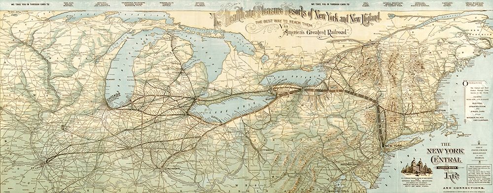New York Central and Hudson River R R across the North 1893 art print by Vintage Maps for $57.95 CAD