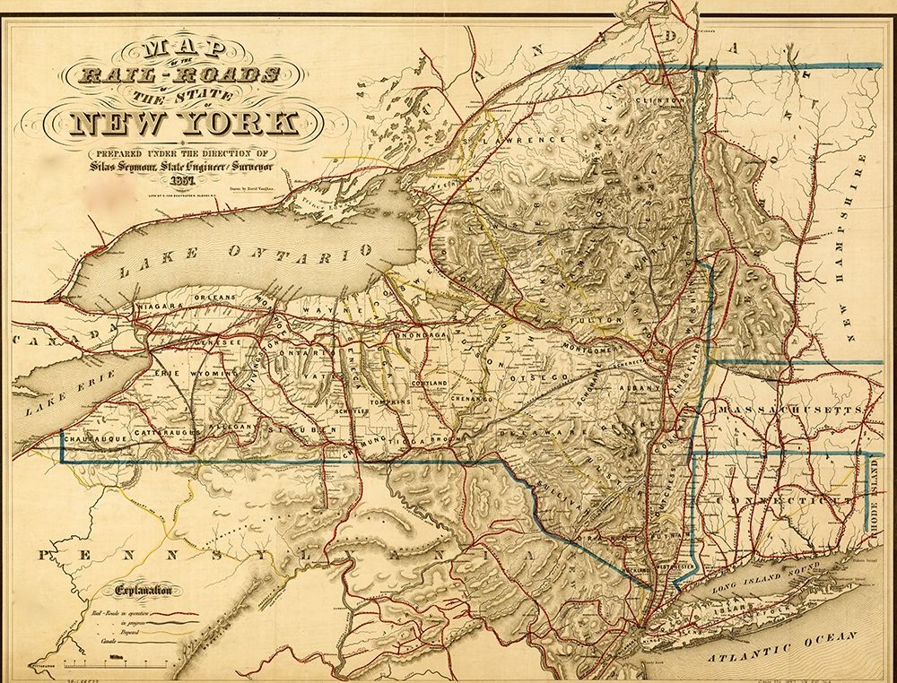New York 1857 art print by Vintage Maps for $57.95 CAD