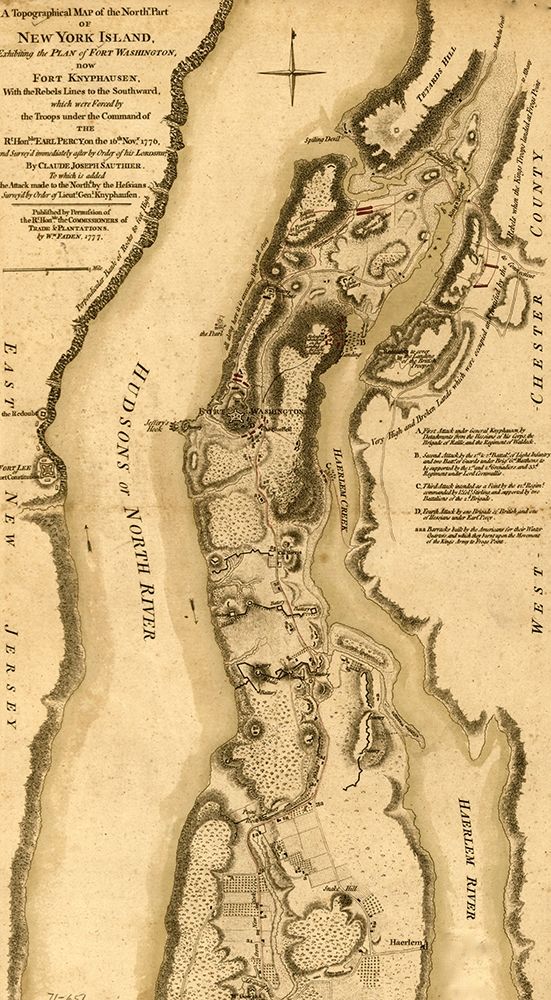 Plan of the attack of Fort Washington 1776  art print by Vintage Maps for $57.95 CAD