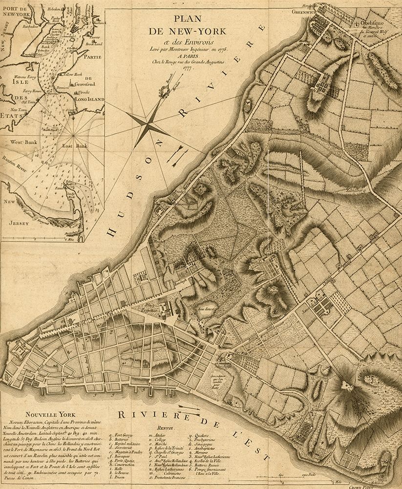 Plan of New York and Environs 1777 art print by Vintage Maps for $57.95 CAD