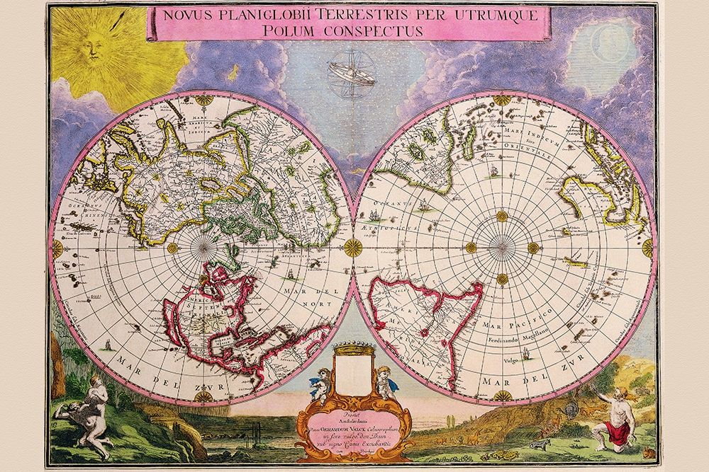 Novus Planiglobii Terrestris Per Utrumque Polum Conspectus Stereographic Map of the World art print by Joan Blaeu for $57.95 CAD