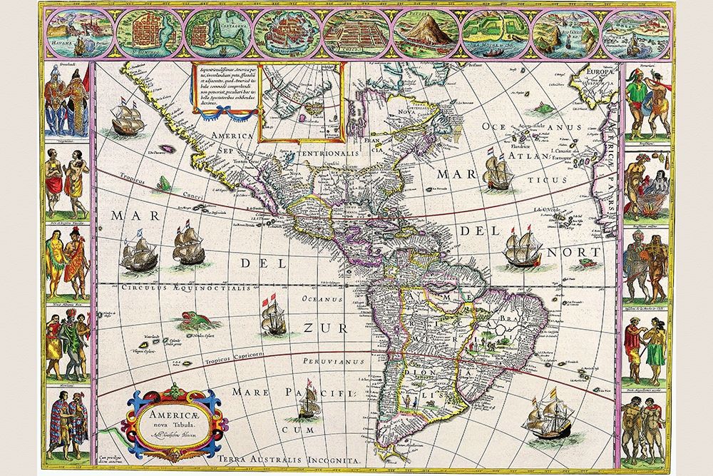 New Map of the Americas art print by Willem Blaeu for $57.95 CAD