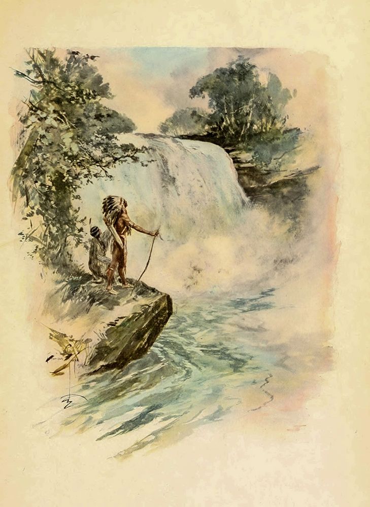 Waterfall from The Song of Hiawatha 1906 art print by Harrison Fisher for $57.95 CAD