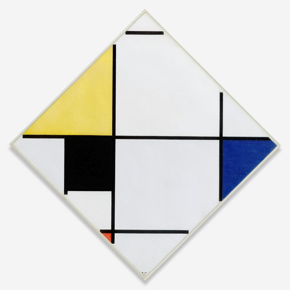 Lozenge Composition with Yellow-Black-Blue-Red-and Gray art print by Piet Mondrian for $57.95 CAD