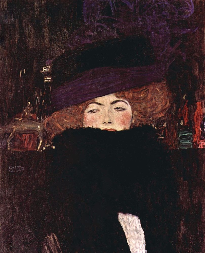 Dame mit Hut und Federboa art print by Gustav Klimt for $57.95 CAD