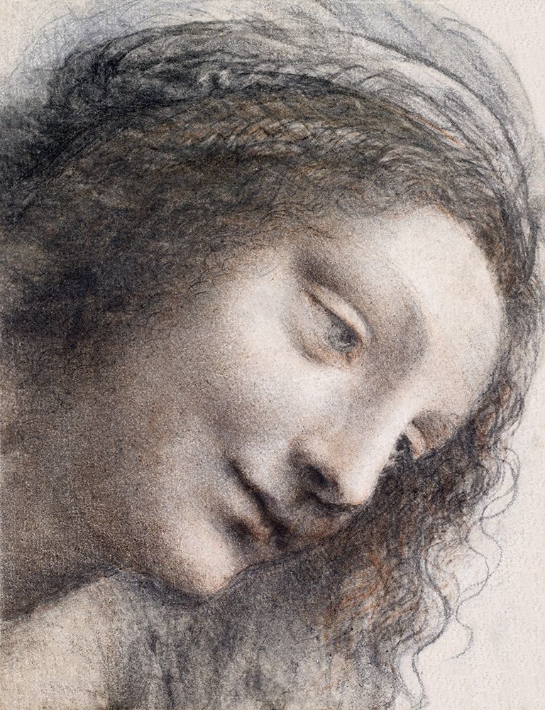 The Head of the Virgin in Three-Quarter View Facing Right art print by Leonardo da Vinci for $57.95 CAD