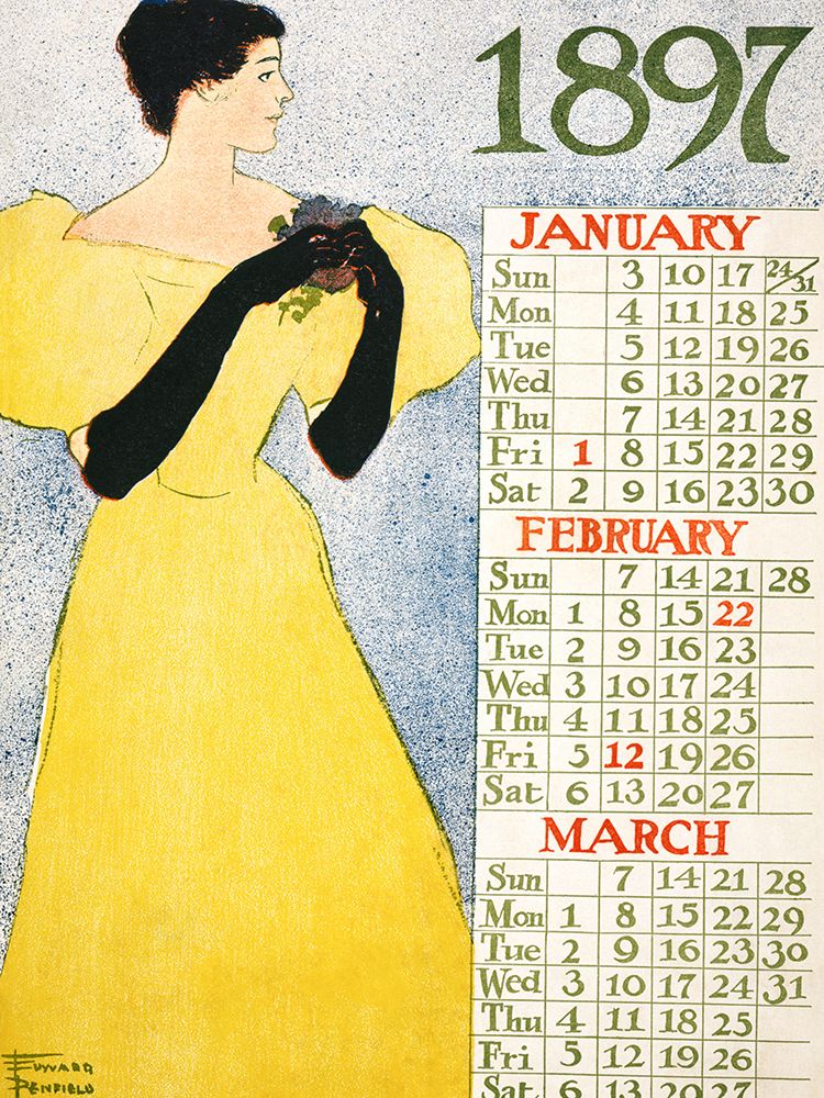 Calendar 1897 art print by Edward Penfield for $57.95 CAD