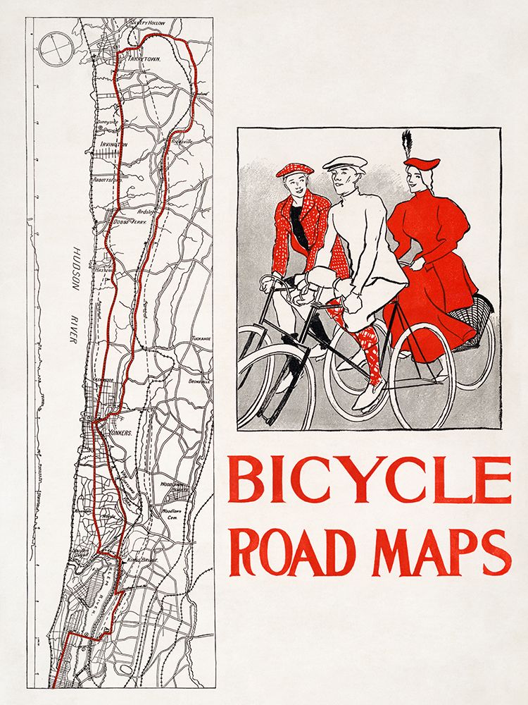 Bicycle road maps art print by Edward Penfield for $57.95 CAD