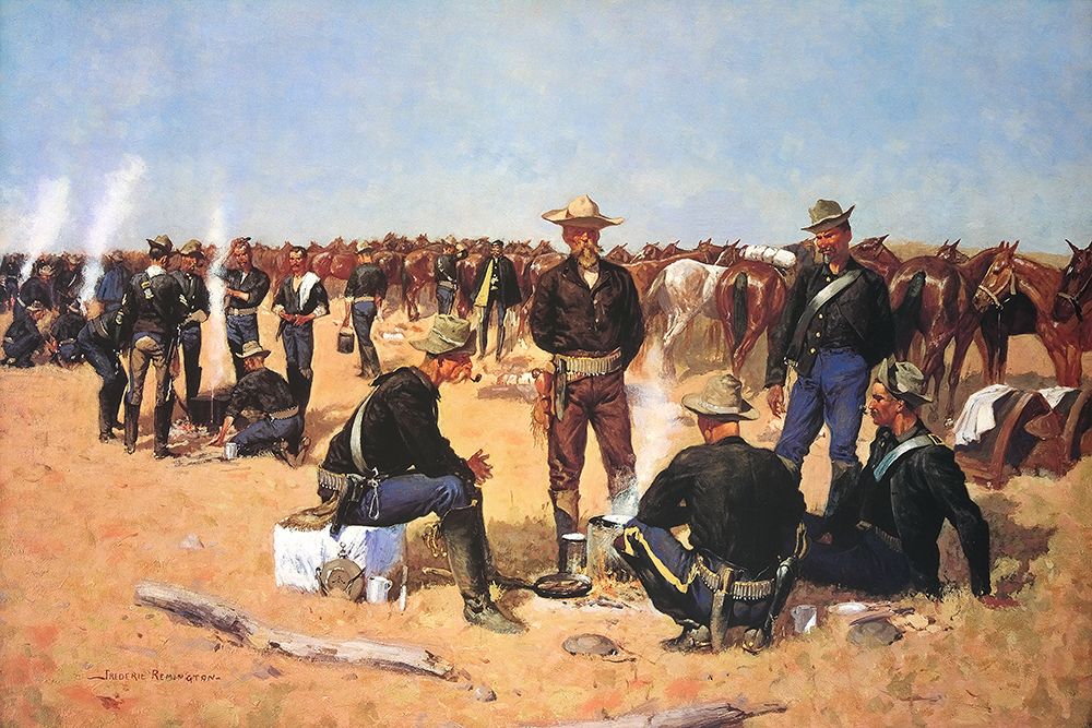 A Cavalrymans Breakfast on the Plains art print by Frederic Remington for $57.95 CAD