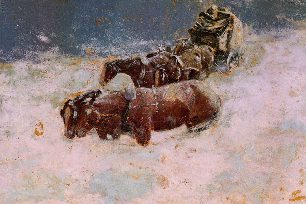 A Snowbound Christmas on the Overland Coach art print by Frederic Remington for $57.95 CAD