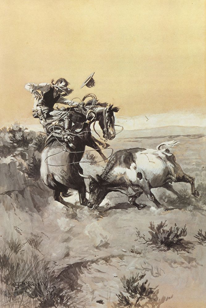 A Moment of Great Peril in a Cowboys Career art print by Charles Marion Russell for $57.95 CAD