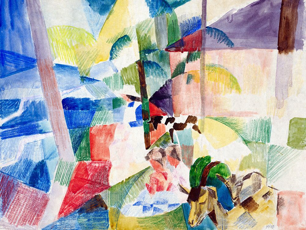 Landscape with children and goats art print by August Macke for $57.95 CAD