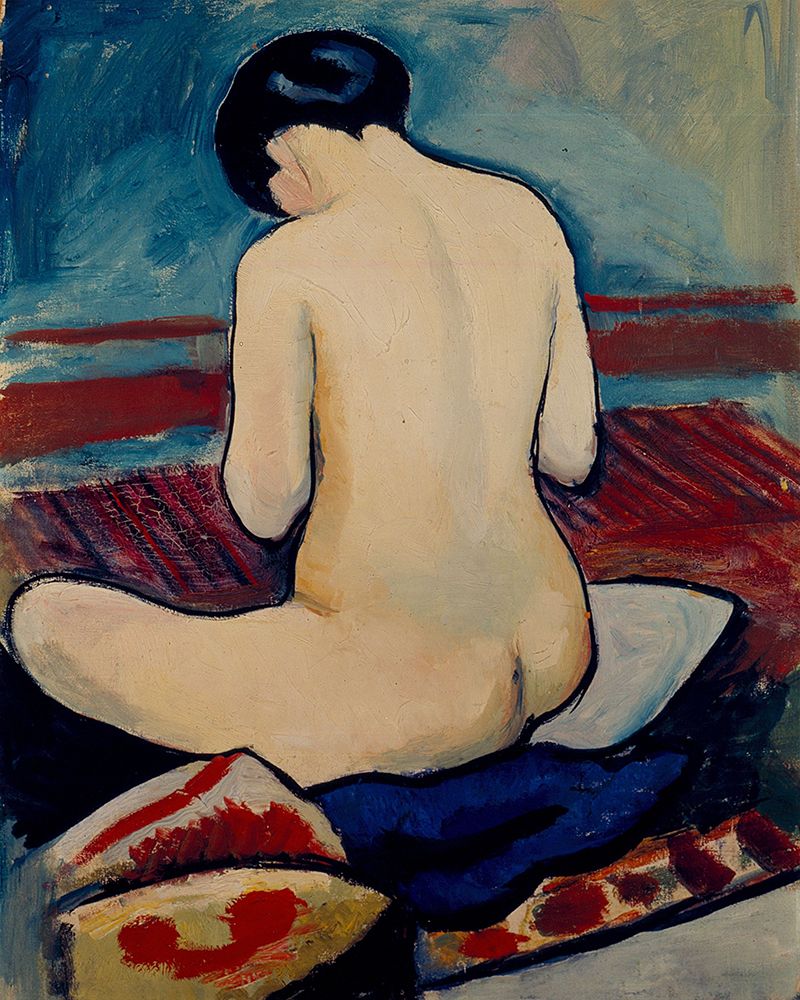Sitting Nude with Pillow art print by August Macke for $57.95 CAD
